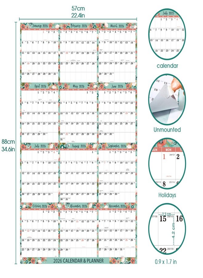 Coboll 2026 Calendar - Yearly 2026 Wall Calendar, January 2026 - December 2026, 22.4''x34.6, Paper Folded Wall Calendars 2026, Large Wall Calendar 12 Month One - Image 3
